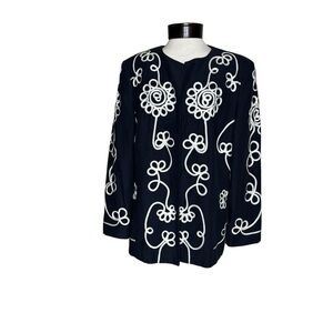 Proverbs 90’s Wearable Art Blue White Stitching Liner Jacket Blazer size 16W